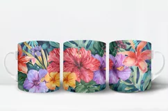 Colorful Watercolor Flowers Tropical Coffee Mug Design Product Image 5