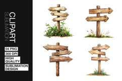 Wooden Signpost Clipart PNG Product Image 1