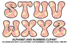 Retro Groovy Alphabert PNG 70s Numbers &amp; Letters 300 DPI Product Image 4