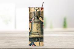 4th Of July Liberty Bell Seamless Tumbler Wrap - 3D Historic Product Image 2