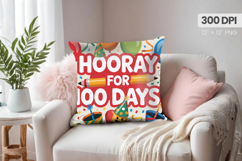 100 days of school Pillow Design, Teacher PNG Sublimation Product Image 1