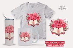 Watercolor vintage rose and heart valentine clipart Product Image 1