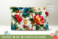 Vintage Cosmetic Bag PNG, Art Flowers Cosmetic Bag Design Product Image 1