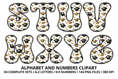 Graduation Alphabet png clipart, graduation letters doodle Product Image 4
