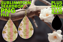 Stylish Teardrop Earrings Gift PNG, Gold Flower Product Image 1