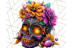 Bright Sugar Skull PNG Clipart, Halloween Colorful Skull Png Product Image 2