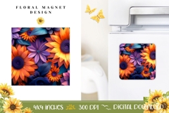 Flowers Magnet Template, Colorful Sunflowers Magnet PNG Product Image 1