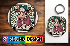 Radiant Keychain Round Style PNG, Cute Cow Product Image 1