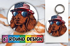 Keychain Design - Dog with American Flag Round Ornament Product Image 1