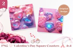 Valentines Square Coasters, 3D Crustal Heart Coaster Design Product Image 1