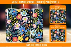 Cute Flower Seemless Tumbler Wrap Designs, Sublimation Wrap Product Image 1