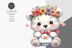 Cute Animals Clipart, Polar bear clipart, Love letter Product Image 1
