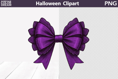 Purple Lace Halloween Bow Clipart | Gothic Ribbon PNG Product Image 1