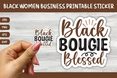 Printable Black Business Women Sticker | Bougie Blessed Product Image 1