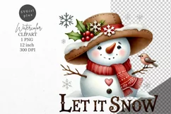Christmas clipart, Snowman clipart, Winter sublimation Product Image 1