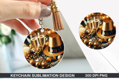 Champagne Keychain Sublimation - Christmas Keychain PNG Product Image 1