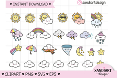 Cute Weather, Bundle Clipart, PNG, SVG and EPS Product Image 1