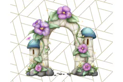 Princess Castle Clipart PNG, Enchanted Garden Artwork Product Image 2
