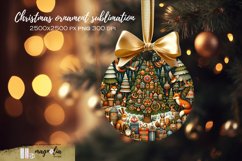 Christmas tree, round ornament sublimation design, folk art Product Image 1