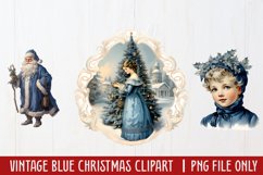 Vintage Blue Christmas Clipart Sublimation Product Image 1