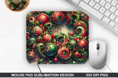 Flowers Mouse Pad Sublimation, Christmas Mouse Pad PNG Product Image 1