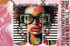 Melanin Majesty: Striped Pattern Tumbler Wrap, 20oz Product Image 1