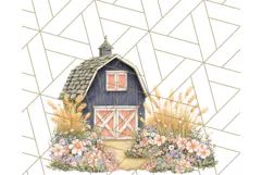 Vintage Cottagecore Barn PNG Clipart, Farmhouse Style Product Image 2