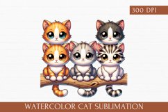 Watercolor Cat Sublimation, cute cat clipart Product Image 1