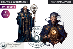 Fantasy wizard cliparts, sorcerer, spellcaster, mage Product Image 1