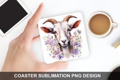 Goat And Flowers - Coaster Sublimation Design Product Image 1