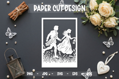 Romantic Couple Paper Cut Card, 5x7 Paper cut Product Image 1