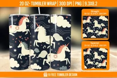 Unicorn Milkyway Tumbler Wrap Designs, Sublimation Wrap Product Image 1