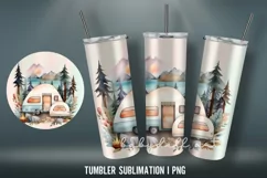 Watercolor Camping Tumbler Sublimation Design | Summer Product Image 2