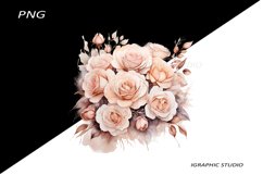 Rose gold Flowers PNG, Watercolor Rose Bouquet Product Image 1