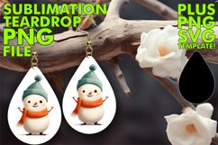 Frosty Snowman Sublimation PNG for Teardrop Earrings Product Image 1