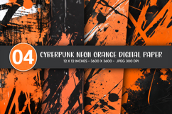 Cyberpunk Neon Orange Digital Paper Product Image 1