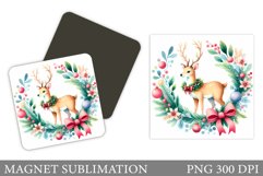Christmas Deer Magnet Design. Christmas Magnet Sublimation Product Image 1