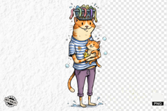Whimsical Cat Mom With Kitten Clipart Product Image 1