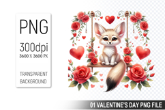 Valentine&#039;s Fox Cub Clipart PNG, Digital Download File Product Image 1