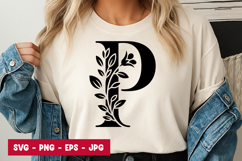 Letter P Leafy SVG PNG Product Image 1