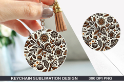 Flower Keychain Sublimation - Autumn Keychain PNG Design Product Image 1