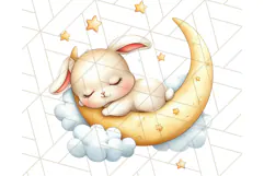 Sleeping Baby Animals PNG, Moon and Stars Nursery Clipart Product Image 2