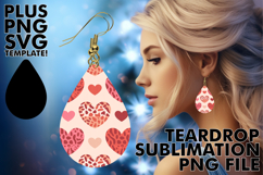 Elegant Teardrop Earrings Gift PNG, Valentine's Pattern Product Image 1