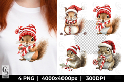 Squirrel with Candy Cane PNG Clipart Product Image 1