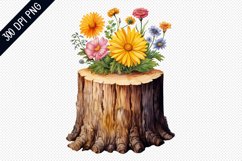 Flower Wooden Stump Sublimation PNG Design Product Image 1