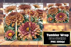 GREAT GIFT 20oz Tumbler Wrap , Flowers Product Image 1