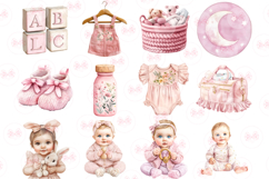 Pink Baby Girl Nursery Clipart - 30 Png Bundle Product Image 2