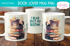 Book lover mug wrap sublimation PNG, I read past my bedtime Product Image 1