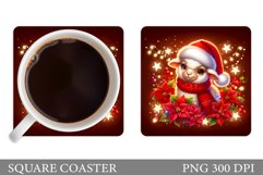 Christmas Lamb Coaster. Christmas Coaster Sublimation Product Image 1