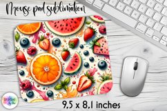 Mixed Fruits Mouse Pad, Tropical Summer Fruits Sublimation Product Image 1